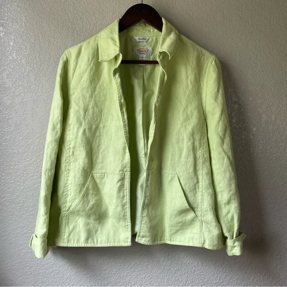 Talbots Petites Vintage Irish Linen Open Blazer Jacket 16P Minimal Office Career - Picture 1 of 8